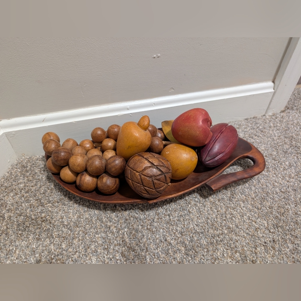 Vintage Set Of Wooden Fruits Decor Mcm Mid Century